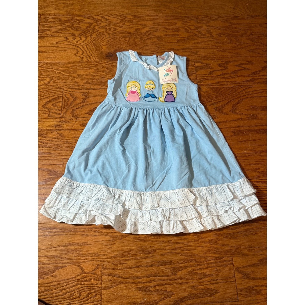 Disney Princess Rapunzel Cinderella Sleeping Beauty Applique Dress Sz 4T NWT